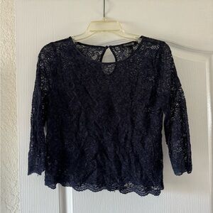 Forever 21 Navy Blue Lace Top - Size S